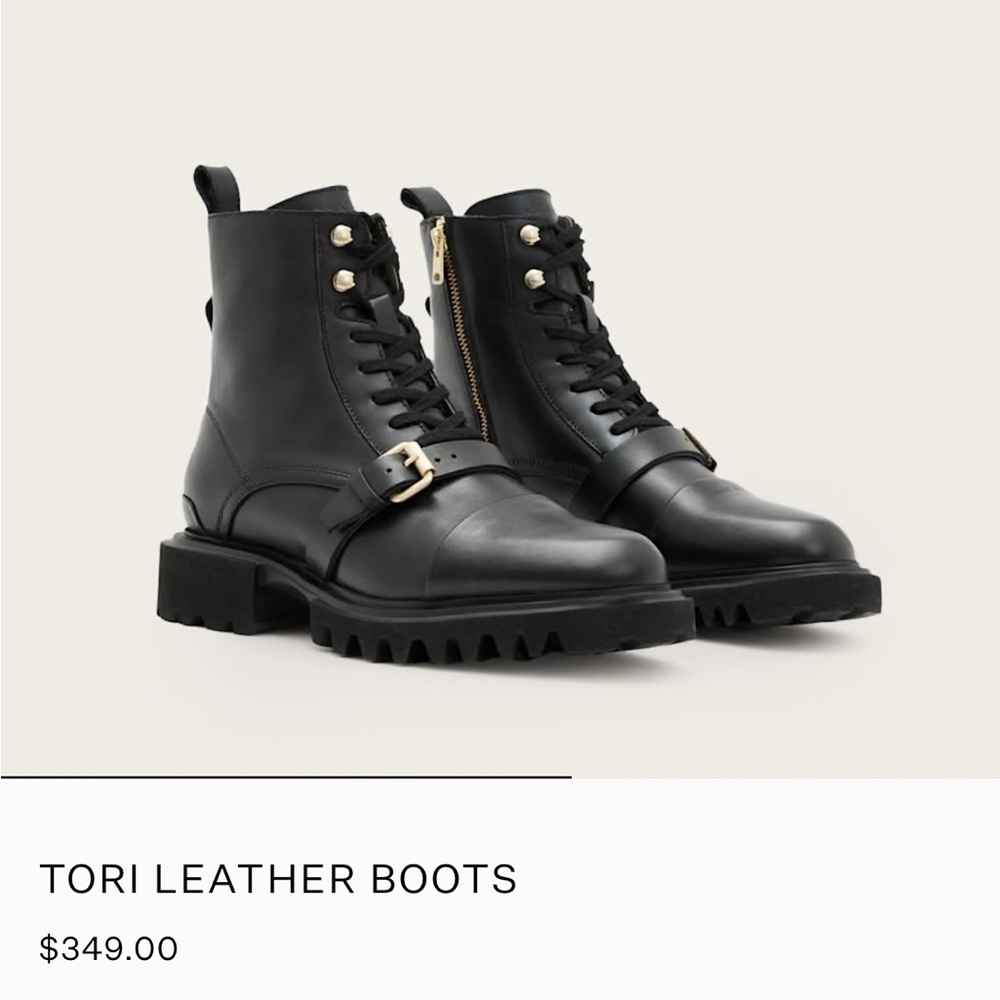 All Saints Tori Black Leather Boots 41